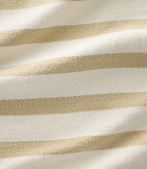 A close-up view of a beige and white striped fabric fills the frame, with the texture of the knit visible throughout. carousel Product Image 4