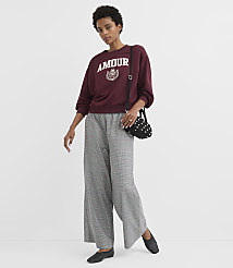 Petite Pull On Wide Leg Pants in Plaid Brushed Flannel carousel Product Image 1
