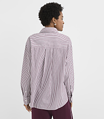 Petite Striped Poplin Everyday Oversized Shirt carousel Product Image 3