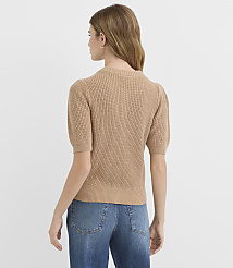 Petite Heathered Ribbed Puff Sleeve Cardigan carousel Product Image 3