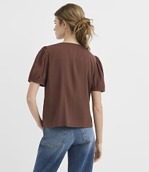 Petite Floral Lace Trim Button Blouse carousel Product Image 3