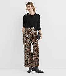 Tall Palmer Denim Wide Leg Pants in Leopard Print carousel Product Image 1