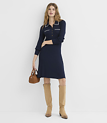 Petite Tipped Ribbed Henley Sweater Shirtdress carousel Product Image 2