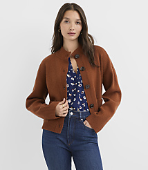 Petite Heathered Mock Neck Sweater Jacket carousel Product Image 1