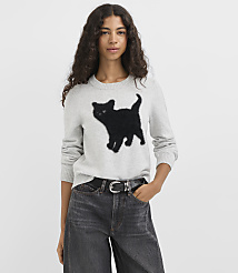 Petite Black Cat Sweater carousel Product Image 1