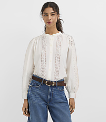 Petite Eyelet Striped Blouse carousel Product Image 1
