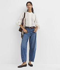 Petite Eyelet Striped Blouse carousel Product Image 2