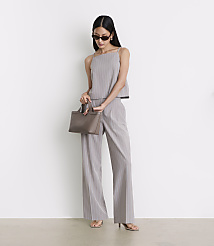 Petite LOFT Versa Seasonless Stretch Double Pleat Relaxed Straight Pants in Stripe carousel Product Image 1