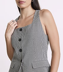 Petite LOFT Versa Seasonless Stretch Halter Vest in Mini Houndstooth carousel Product Image 4
