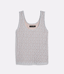 A light gray lace tank top with a pink lining is laid flat against a plain white background. carousel Product Image 3