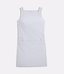 A light blue, sleeveless A-line dress with a square neckline and two front pockets is laid flat against a plain white background. carousel Product Image 5