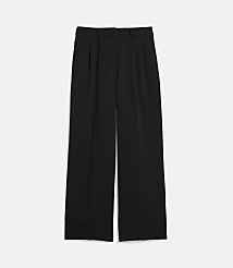 Black wide-leg trousers with pleats in the foreground are set against a plain white background. carousel Product Image 5