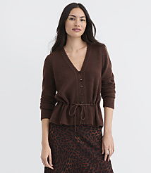 Petite Scalloped Tie Waist V-Neck Sweater carousel Product Image 1