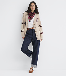 Petite New York Varsity Oversized Boyfriend Cardigan carousel Product Image 2