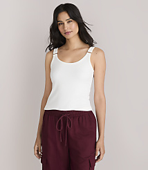 A woman in a white tank top and maroon pants stands against a plain white background. carousel Product Image 1
