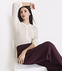 Petite LOFT Versa Ribbed Henley Sweater carousel Product Image 2