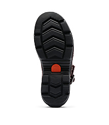 A black lug sole boot with a red accent is shown against a plain white background. carousel Product Image 4