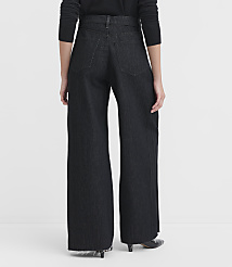 A person wearing dark wash wide-leg jeans stands against a plain white background. carousel Product Image 3