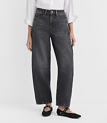 A person stands in the foreground wearing dark wash, wide-leg jeans and black flats, against a plain white background. carousel Product Image 2