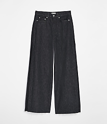 Dark wash wide-leg jeans with a clean white background. carousel Product Image 4