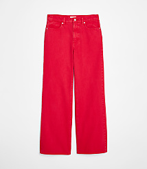 Bright red wide-leg jeans are displayed against a plain white background. carousel Product Image 4