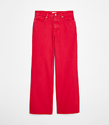 Bright red wide-leg jeans are displayed against a plain white background. carousel Product Image 3