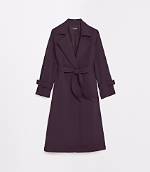 A plum-colored trench coat with a tied belt is displayed against a plain white background. carousel Product Image 5