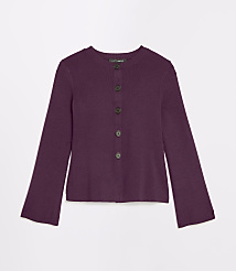 A plum-colored cardigan with dark buttons rests against a plain white background. carousel Product Image 5