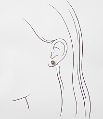 A single, small, square-shaped earring with a textured surface is worn on a stylized ear, set against a plain white background. carousel Product Image 2