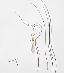 A delicate silver teardrop earring with a gold clasp hangs from a sketched ear against a plain white background. carousel Product Image 2