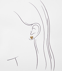 A delicate gold heart-shaped earring adorns a sketched ear, set against a plain white background. carousel Product Image 2