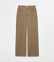 A pair of brown wide-leg jeans are displayed against a plain white background. carousel Product Image 4