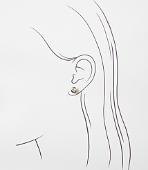 A simple gold stud earring with a clear stone is worn in a sketched ear against a plain white background. carousel Product Image 2