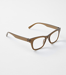 A pair of brown-tinted glasses rests on a plain white surface. carousel Product Image 1