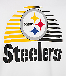 The Pittsburgh Steelers logo is prominently displayed in the foreground, with a stylized, abstract sunburst design in yellow, black, and white in the background. carousel Product Image 3
