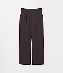 A pair of dark brown, wide-leg trousers with pleats are displayed against a plain white background. carousel Product Image 5