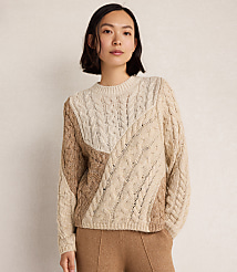 Haven Well Within  Cotton Blend Patchwork Cableknit Sweater carousel Product Image 1