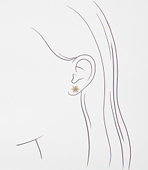 A delicate star-shaped earring adorns a stylized ear against a soft, sketched background of a head and flowing hair. carousel Product Image 2
