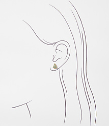 A delicate, triangular earring with small stones adorns a stylized ear, set against a plain, light background. carousel Product Image 2
