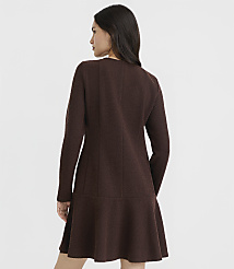 A woman in a brown textured dress stands against a plain white background. carousel Product Image 3