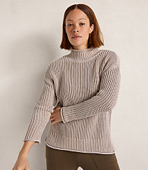 Haven Well Within Garment-Dyed Organic Cotton Shaker Stitch Roll Neck Sweater carousel Product Image 1
