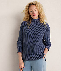 Haven Well Within Garment-Dyed Organic Cotton Shaker Stitch Roll Neck Sweater carousel Product Image 1