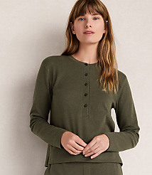 Haven Well Within Organic Cotton Interlock Striped Henley Tee carousel Product Image 1