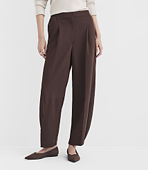 A person stands in brown pleated pants and flats against a plain white background. carousel Product Image 2
