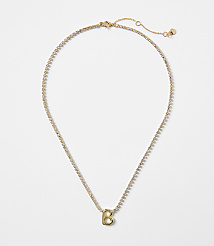 A gold necklace with a "B" charm and a white background. carousel Product Image 1