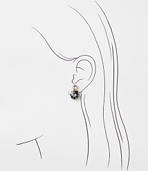 A delicate sketch of a woman's ear showcases a sparkling gray and pink stud earring against a plain white background. carousel Product Image 2