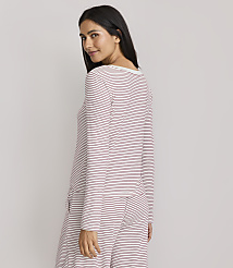 A woman in striped pajamas poses against a plain, light gray background. carousel Product Image 3