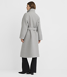 A woman in a light gray coat and black pants stands against a plain white background. carousel Product Image 4