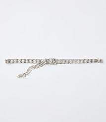 A sparkling rhinestone belt lies horizontally across a plain white background. carousel Product Image 1