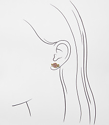 A small pink candy-shaped earring is worn on the ear of a minimalist line drawing of a woman's profile against a plain white background. carousel Product Image 2